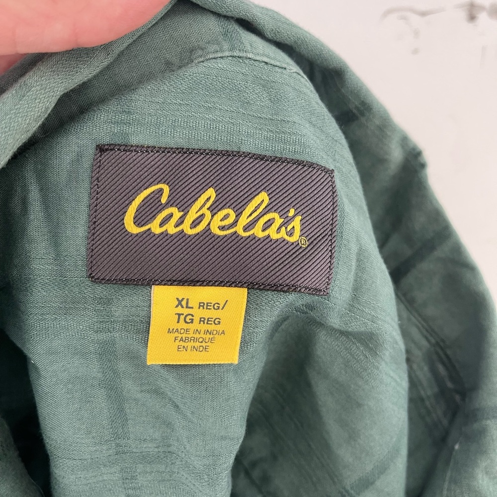 Cabelas Mens Green Short Sleeve Button Front shirt Modal Size XL - Picture 2 of 5